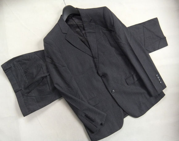 ◇BEAMS ビームス 2B ストライプ スーツ 48 グレー