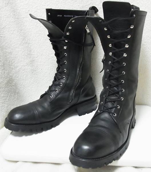 ◆極美品【5351pourhomme】編上げレザー黒サイドZIP本革ブーツ◆