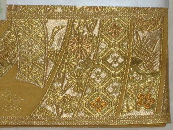 即日発送可能！！振袖用袋帯 ２１（即決あり）山吹地に金熨斗目