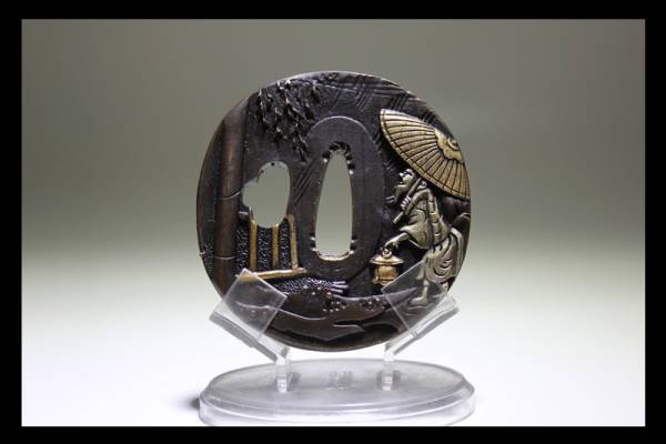 【木子】★武具 刀装具 紫銅 金銀鍍 刀鍔 在銘 極上質★I081