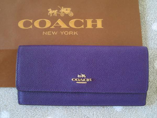 ②国内百貨店購入　コーチ　サフィアーノ　パープル　美品
