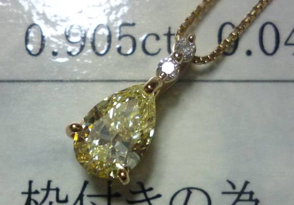 大粒約1ct イエローダイヤ ネックレス K18PG SI2
