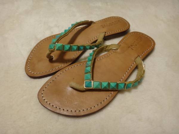 100円から★美品格安ミスティークMYSTIQUEターコイズサンダル38