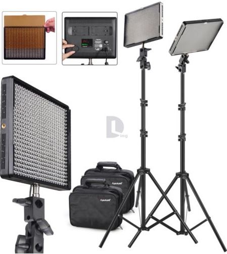 LEDビデオライトパネル×ライトスタンド2台セット