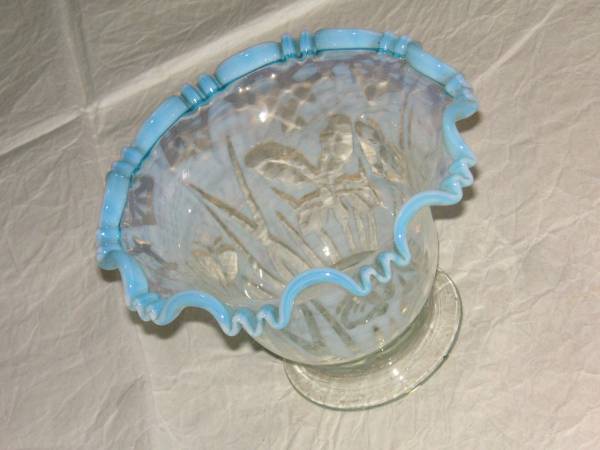 骨董・antiques 碗 花と鶴と蝶々◇伊万里 器 YB大正～明治ガラス 花蝶