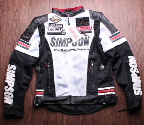 SIMPSON バイク用 メッシュジャケット (半袖可) SIMPSONシンプソン☆メッシュジャケット半袖可 白_M バイクウエア