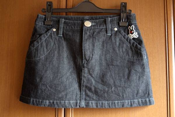 新品同様■パーリーゲイツ スカルラビット デニムミニスカート 0