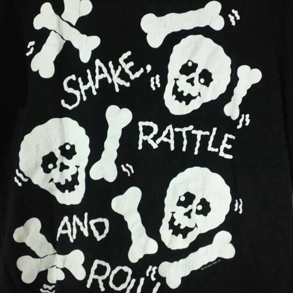 70s ビンテージ スカル総柄Tシャツ/40s50s ハーレー ヌード エロ
