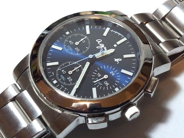 ◇S81◇agnes b./アニエスベー◇♂クロノグラフ/クオーツ/ブルー