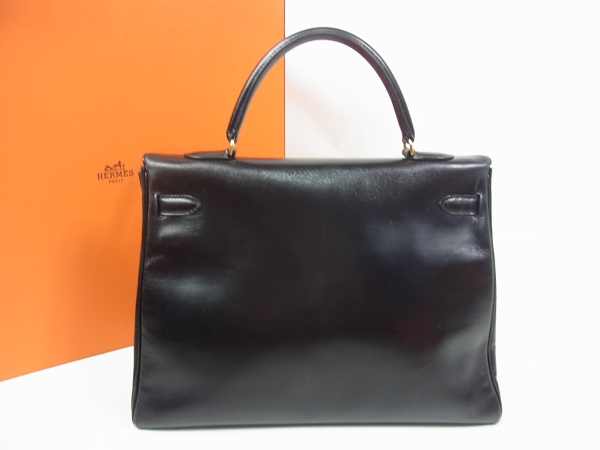■■エルメス★ケリー３５黒×ボックスカーフ U刻印G金具■■