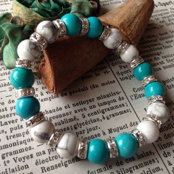 ターコイズ & ハウライト ブレスレット パワーストーン シルバー