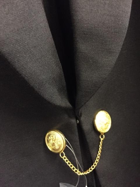 新品☆6Lストレッチカットソージャケット黒♪金ボタン☆a154