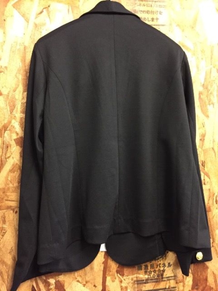 新品☆6Lストレッチカットソージャケット黒♪金ボタン☆a154