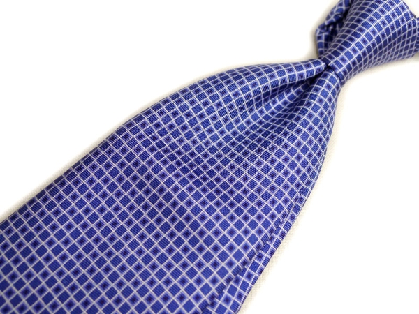 訳有1円～送料サ★チフォネリ(仏★DX20B23 紺白格子 ネクタイ