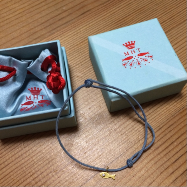 ロンハーマン購入 MHT ダイヤ入り魚型コードブレスレット 中古  