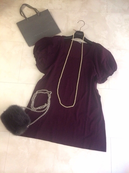 セオリーリュクス秋色バルーン袖チュニックボルドー