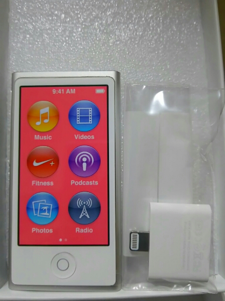 【新品】ipod nano 第7世代 16GB シルバー 変換プラグ付_1