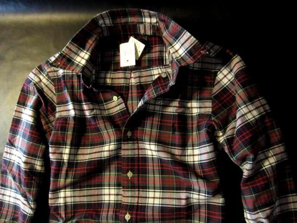 本物正規◆ポロラルフローレン◆オックスフォードシャツ 紺赤/M