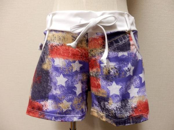 509F56◆MIKANO◆ショートパンツ◆紫赤柄◆Ｍフリー◆ミカノ