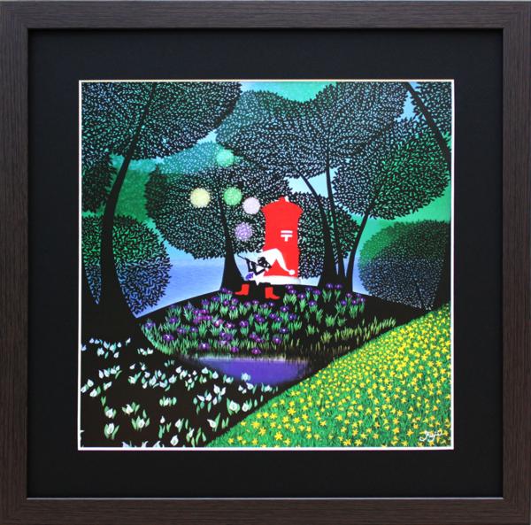 【最落なし】藤城清治「高原の中の赤いポスト」アートポスター