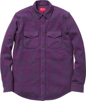 Supreme Heavy Windowpane Shirt M ヘビーフランネルシャツ 肉厚