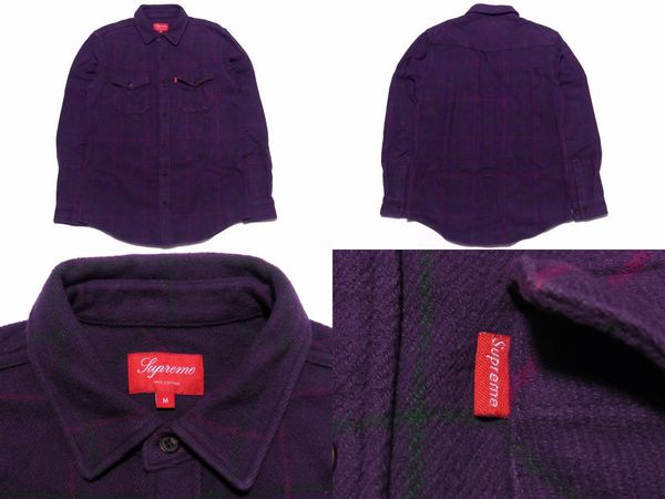 Supreme Heavy Windowpane Shirt M ヘビーフランネルシャツ 肉厚