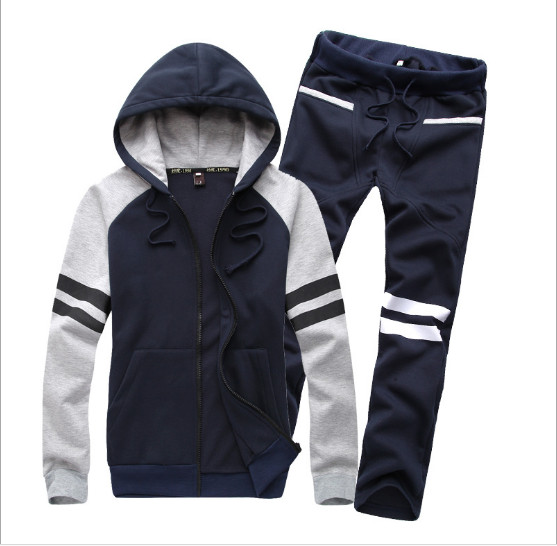 秋冬人気メンズパーカーウェット上下セット長袖ジャージ　紺M