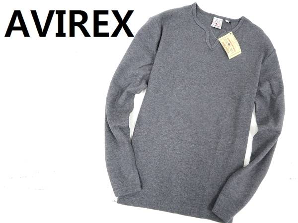 新品 アヴィレックス ミニワッフル キーネックカットソー 灰 M