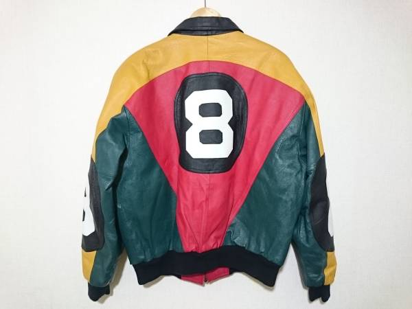 韓国製 8ボール レザージャケット ラスタカラー L vintage