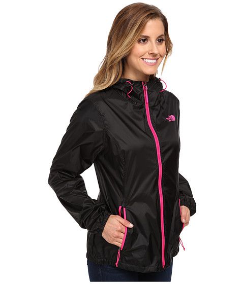 ★海外限定 ノースフェイス 黒ピンク 薄手マウンテンパーカS★