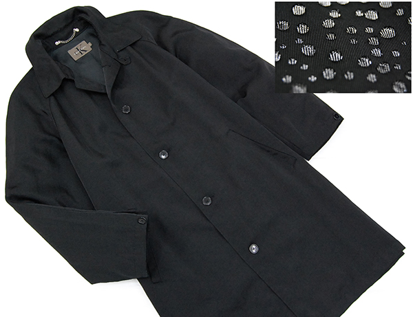 美品 カルバンクライン 撥水 ナイロンステンカラーコート 黒/L