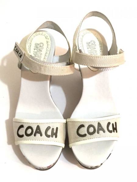 美品 箱付 COACH ヒールサンダル 手描風 シグネチャー アイコン