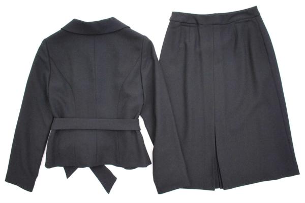 1683-15R0542★シビラ Sybilla★通勤◎ウールスカートスーツM黒