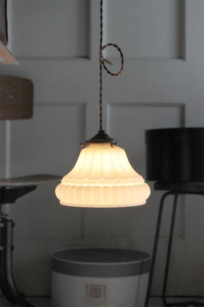 2乳白 磨りガラス アンティーク ガラスシェード ランプ 電傘 usa