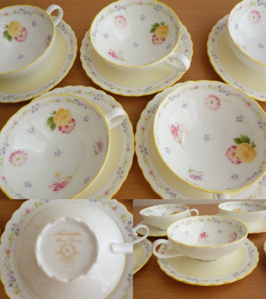 即決☆ノリタケ ジュヌフレール ティーカップ＆ソーサー5客