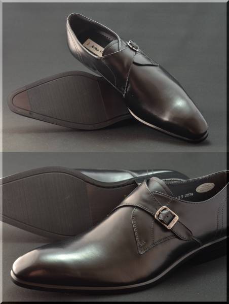 ★新品★ロングノーズ モンク プレーントウ 26CM BL ヒール高 ◆