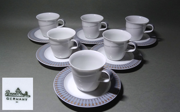 ドイツ Rosenthal ローゼンタール 金彩スプーン模様 C＆S 6客