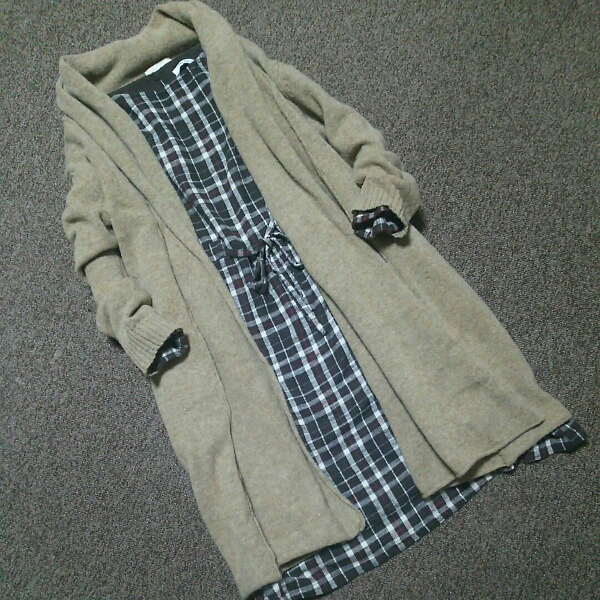 スタジオクリップ 圧縮ウールロングカーディガン 重ね着に