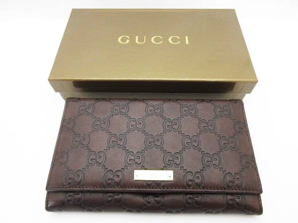 ○GUCCI グッチ☆GG柄☆シマ☆二つ折り長財布☆ガマ口☆良品☆ GUCCI
