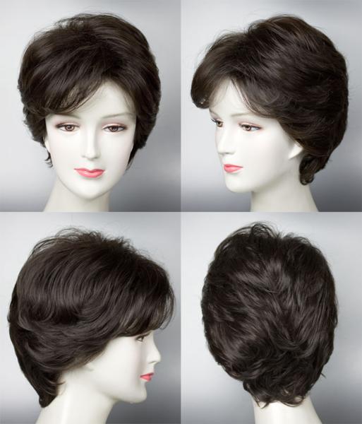 安心してご購入 高品質・女性用フルウィッグかつらショート黒に近い茶