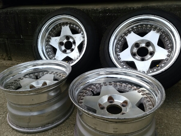 中古 ワーク 9J-15 15インチ 5H 114.3 深リム ドリフト