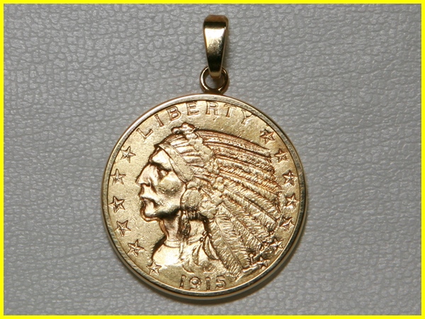 田中貴金属 インディアン K21.6 金貨 5ドル ペンダント トップ