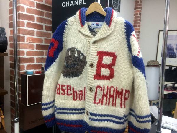 Kanata 【1円】 希少 肉厚 カナタ カウチンセーター 野球柄