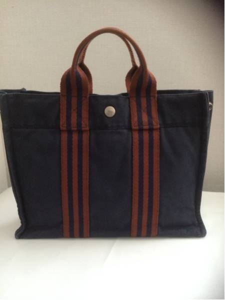 HERMES エルメス トートバッグ フールトゥPM ネイビー キャンバス 