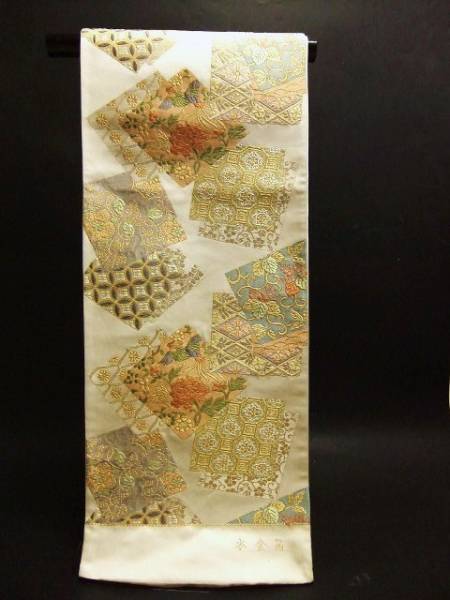 千円～【宝彩館】高級 本金箔袋帯 色紙重ね紋 未仕立て