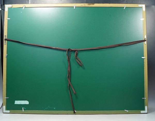 国武久巳 版画 白い馬と緑の木々 緑屋】額装c*シルクスクリーン