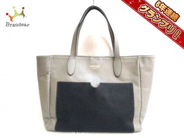 イアンヌ トートバッグ ダークグレー×黒 レザー IANNE IANNE(イアンヌ 