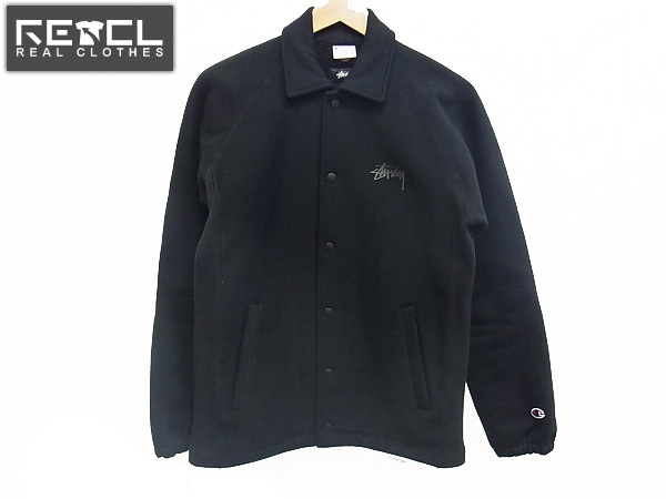 STUSSY×チャンピオン コラボ コットンジャケット ブラック S