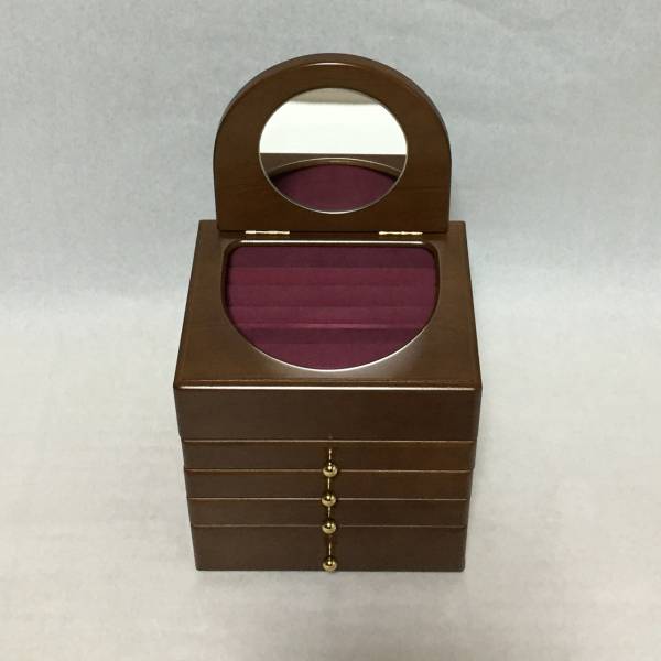 新品】 木製ジュエリーボックス アクセサリーケース 4段鏡付 木製