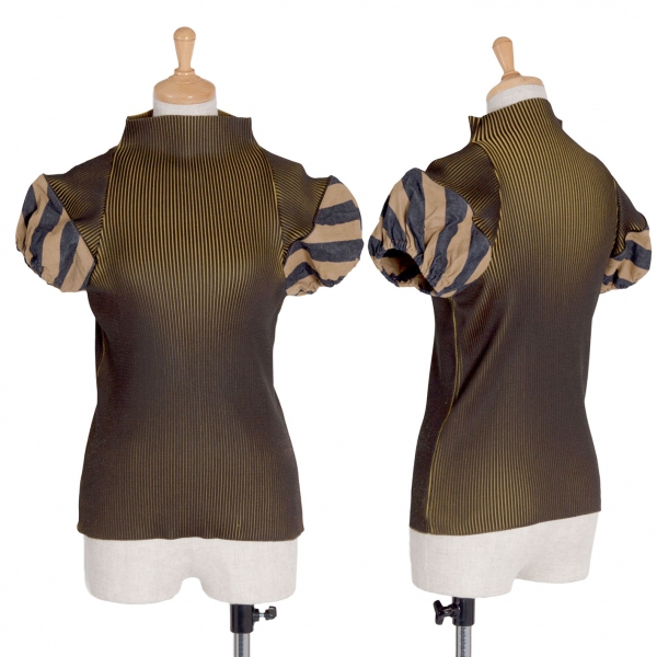 ヒロココシノ トランク 袖切替リブカットソー 茶カラシ紺40